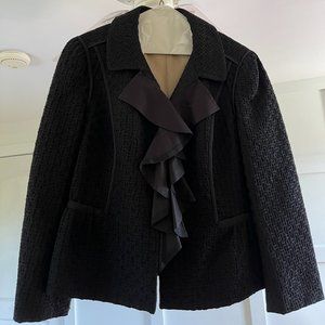 Ann Taylor Loft Black Ladies Blazer with Ruffles Size 8
